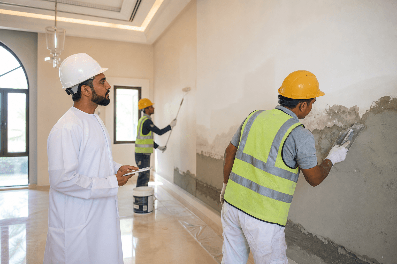 أعمال المقاولات والترميم بعد التسريب في ظفار